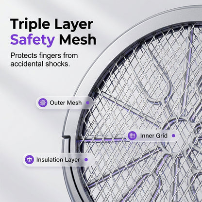 🥳2026 HOT SALE🥳💞50K+ SOLD!🛡️💤 50% OFF! Rechargeable Bug Zapper – Triple‑layer safety mesh, extendable handle, rotates for wall & corner strikes. Pest‑free sleep, worry‑free safety! 🌟💚