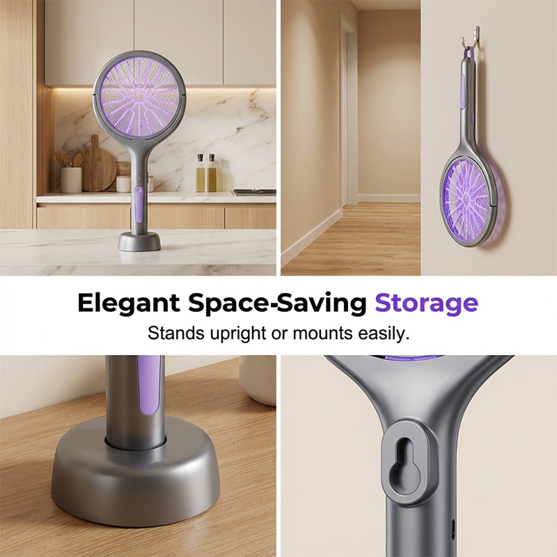 🥳2026 HOT SALE🥳💞50K+ SOLD!🛡️💤 50% OFF! Rechargeable Bug Zapper – Triple‑layer safety mesh, extendable handle, rotates for wall & corner strikes. Pest‑free sleep, worry‑free safety! 🌟💚
