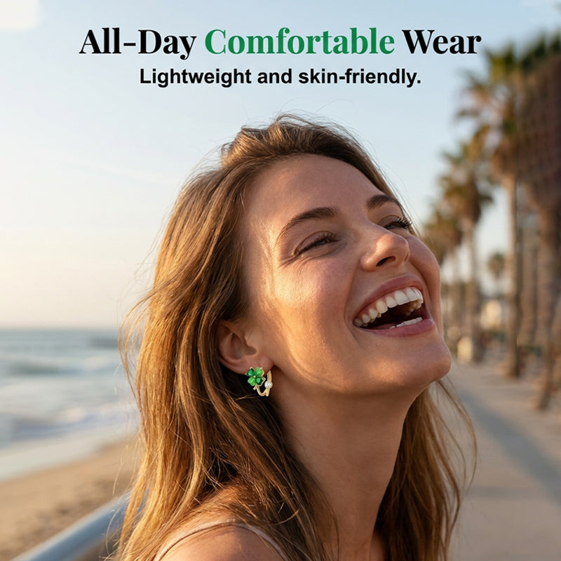 💚 Bring luck to every look. Lightweight huggie hoops with a four-leaf clover – beautiful, meaningful, and made to be worn every day. 🍀✨