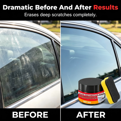 🚗 LIMITED-TIME 50% OFF! Car Glass Scratch Repair Polish Paste, Windscreen Deep Scratch Remover with Sponge