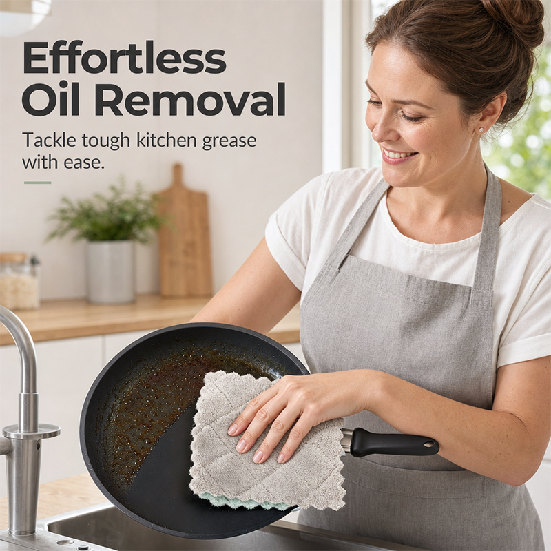 🎉 LIMITED TIME 50% OFF! 🧽 Soft Microfiber Double-Sided Cleaning Cloth – Premium Thickened Dishcloth for Grease Removal ✨