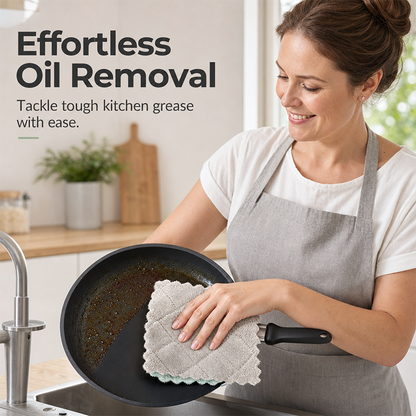 🎉 LIMITED TIME 50% OFF! 🧽 Soft Microfiber Double-Sided Cleaning Cloth – Premium Thickened Dishcloth for Grease Removal ✨