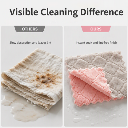 🎉 LIMITED TIME 50% OFF! 🧽 Soft Microfiber Double-Sided Cleaning Cloth – Premium Thickened Dishcloth for Grease Removal ✨