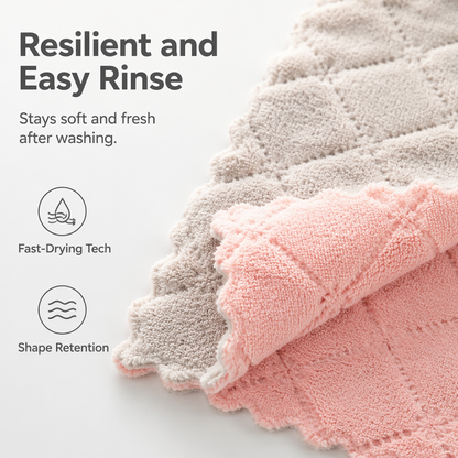 🎉 LIMITED TIME 50% OFF! 🧽 Soft Microfiber Double-Sided Cleaning Cloth – Premium Thickened Dishcloth for Grease Removal ✨