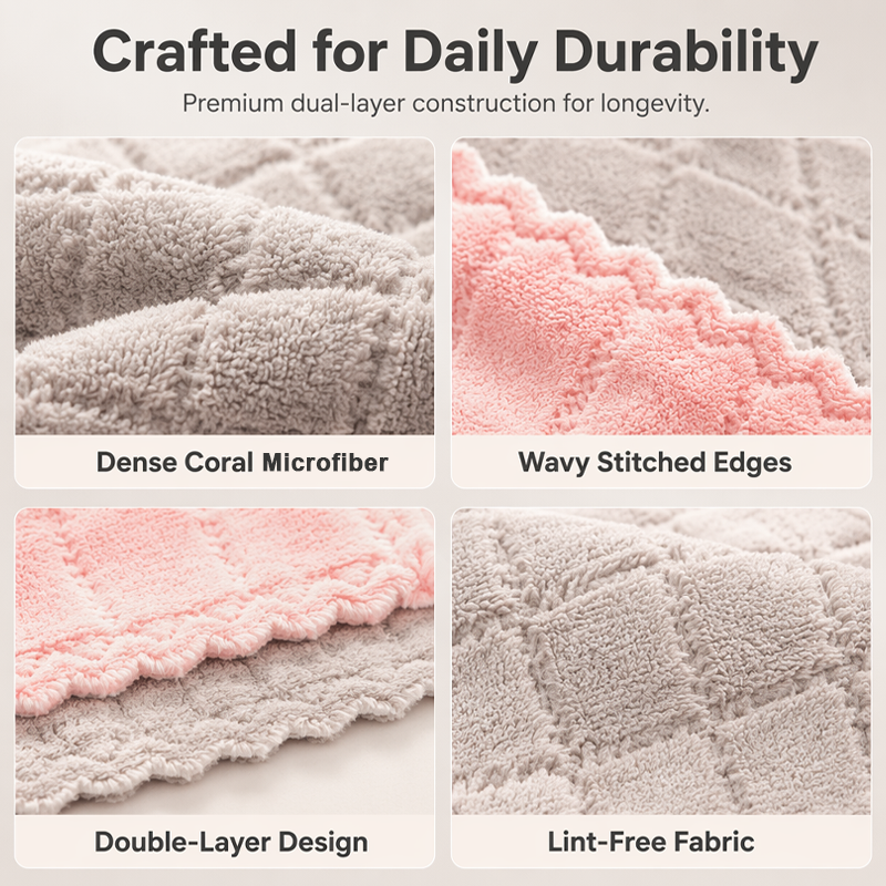 🎉 LIMITED TIME 50% OFF! 🧽 Soft Microfiber Double-Sided Cleaning Cloth – Premium Thickened Dishcloth for Grease Removal ✨