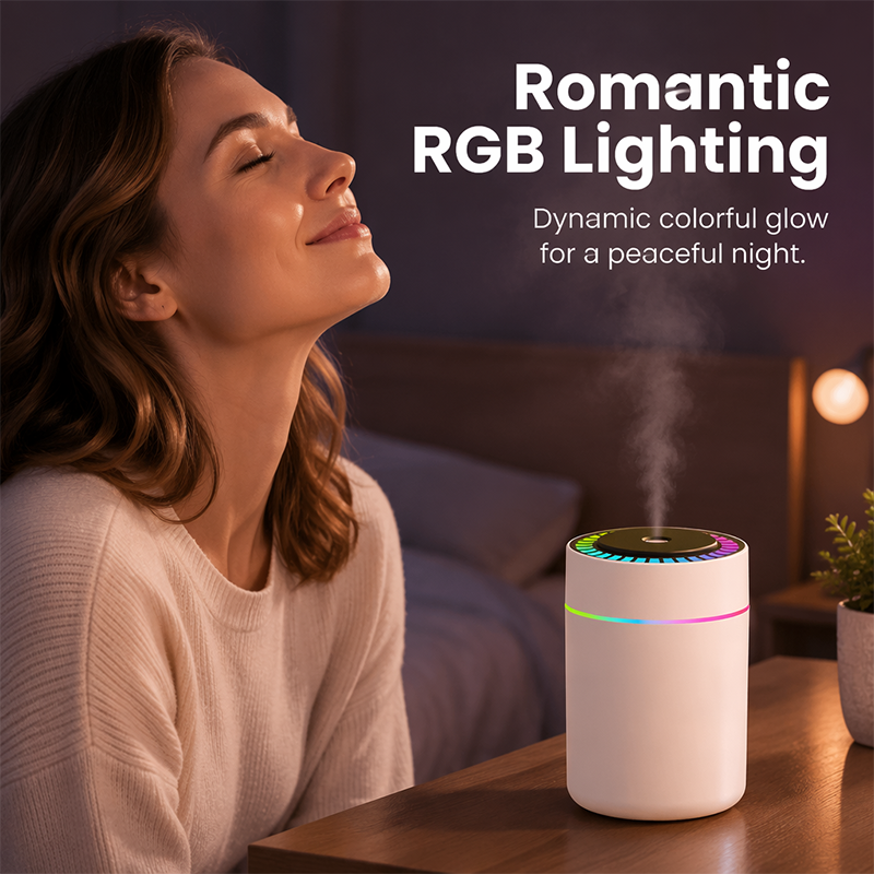 Mini USB Air Humidifier with Colorful Light for Bedroom and Car