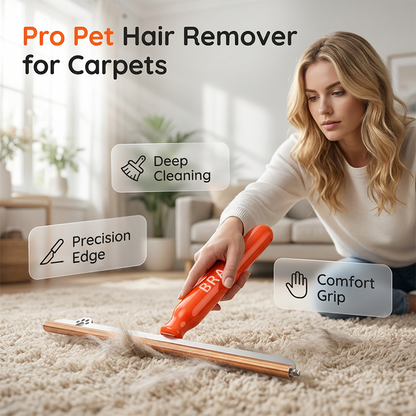 ❄️Summerfresh 50% OFF!🐶Pet Hair Remover for Carpet and Upholstery – Reusable Hair Remover with Metal Edge and Ergonomic Grip