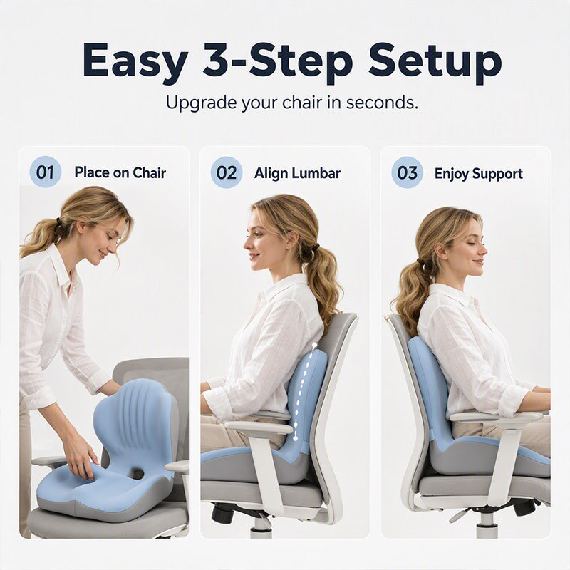 ⏳Time-Limited Special⏰Ergonomic memory foam seat cushion with back support – comfortable & supportive for home, office, and car 💺🛡️