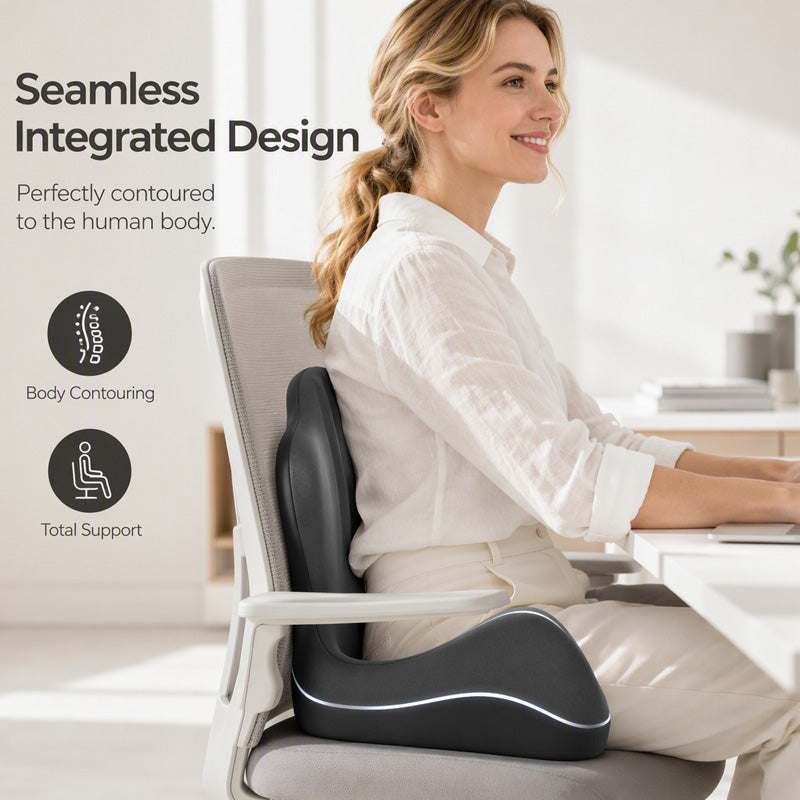 ⏳Time-Limited Special⏰Ergonomic memory foam seat cushion with back support – comfortable & supportive for home, office, and car 💺🛡️