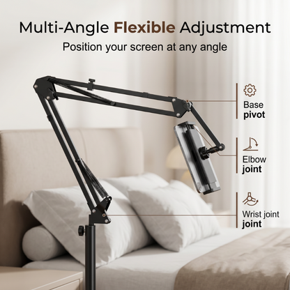 🛏️ Watch in Bed, Hands-Free – Magnetic Tablet Stand with Hidden Mattress Base. No Shaking, No Drilling.