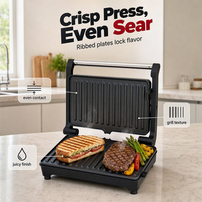 🍳50% OFF NOW! Electric Sandwich Press and Panini Maker with 180‑Degree Flat Grill, Fast‑Heating Non‑Stick Indoor Countertop Grill for Steak, Burgers & Toasted Sandwiches