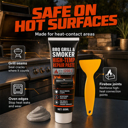 High-Temp BBQ Grill and Smoker Repair Paste 60ml Heat Resistant Sealant with Scraper