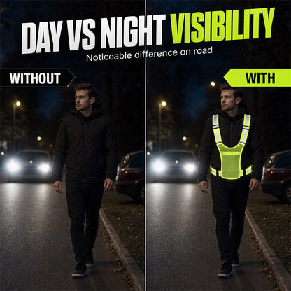 High Visibility Reflective Vest Adjustable Safety Running Gear with Pocket