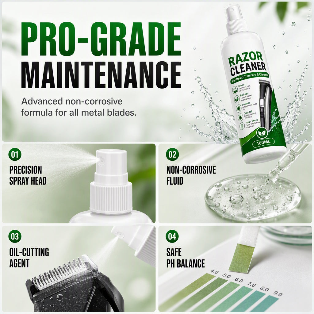 🪒50% OFF NOW! Electric Shaver Cleaning Spray‑100ML Deep Clean Blade Care Spray, Removes Hair & Oil Residue for Beard Trimmers, Hair Clippers & Grooming Tools