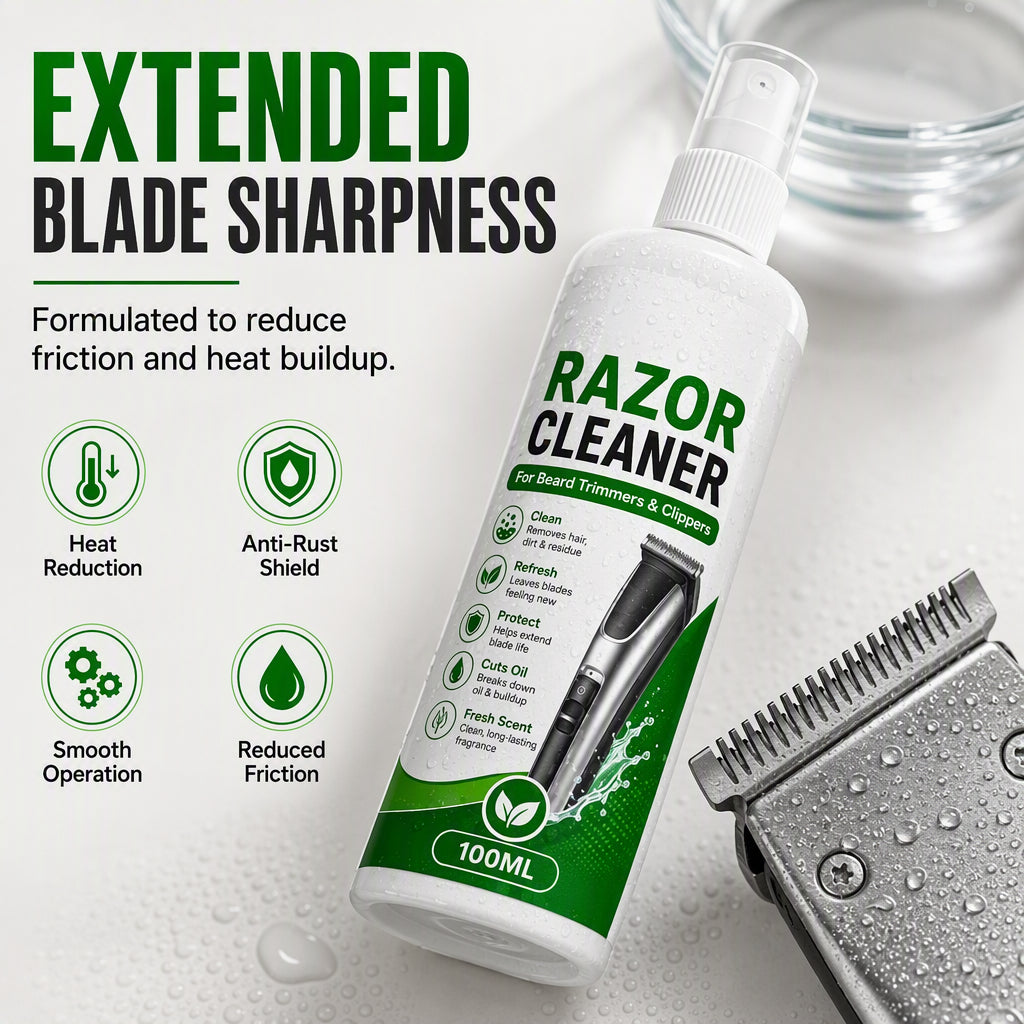 🪒50% OFF NOW! Electric Shaver Cleaning Spray‑100ML Deep Clean Blade Care Spray, Removes Hair & Oil Residue for Beard Trimmers, Hair Clippers & Grooming Tools