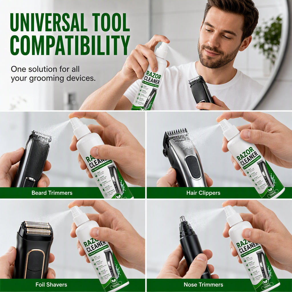 🪒50% OFF NOW! Electric Shaver Cleaning Spray‑100ML Deep Clean Blade Care Spray, Removes Hair & Oil Residue for Beard Trimmers, Hair Clippers & Grooming Tools