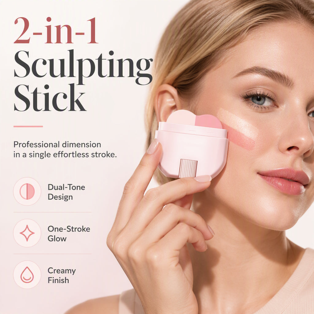 💥2026 Hot Sale🎁2-in-1 Blush & Highlighter Stick – One-Stroke & Blendable Design, No Patchy Finish