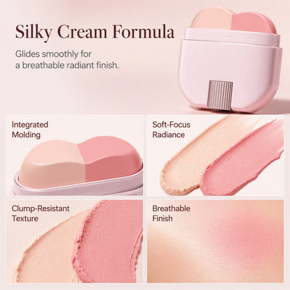 💥2026 Hot Sale🎁2-in-1 Blush & Highlighter Stick – One-Stroke & Blendable Design, No Patchy Finish