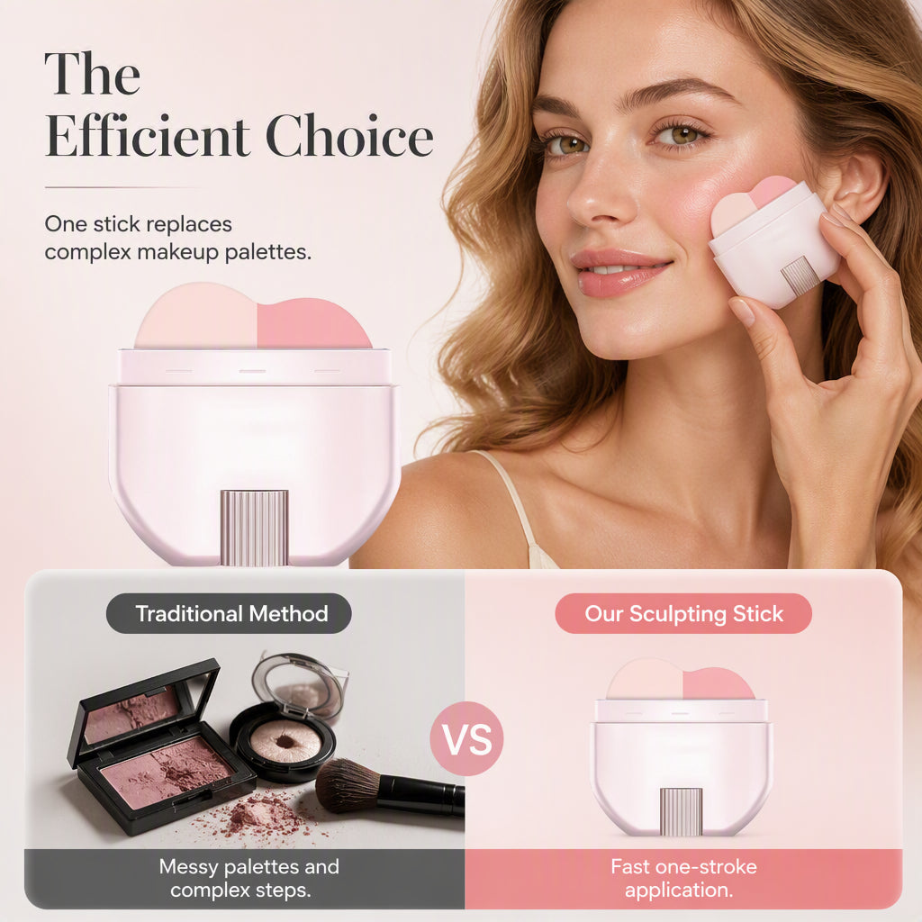 💥2026 Hot Sale🎁2-in-1 Blush & Highlighter Stick – One-Stroke & Blendable Design, No Patchy Finish