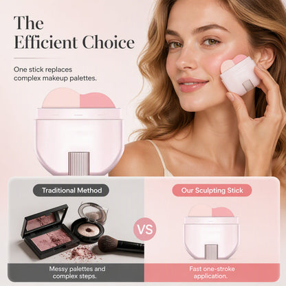 💥2026 Hot Sale🎁2-in-1 Blush & Highlighter Stick – One-Stroke & Blendable Design, No Patchy Finish