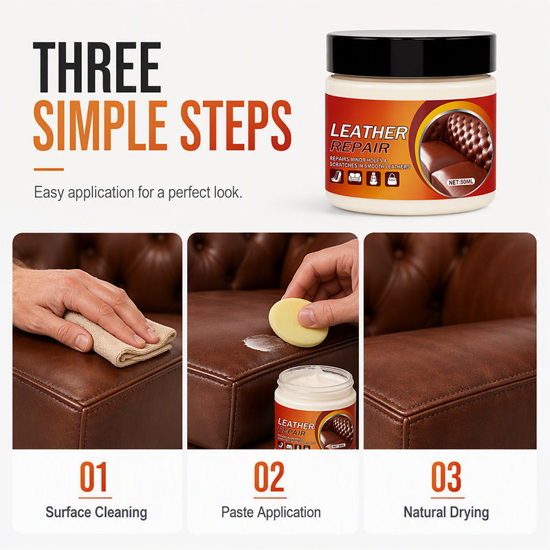 🛋️50% OFF NOW! Multi‑Functional Leather Scratch Repair Cream‑Professional Seamless Leather Restorer, Texture Restoration Balm for Sofa, Car Seats, Bags & Shoes