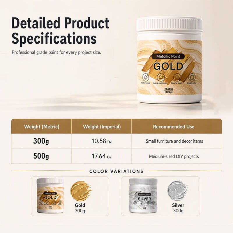 💥2026 Hot Sale🎁Weatherproof Metallic Silver & Gold Paint for Walls