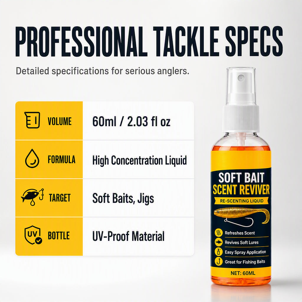 🎣50% OFF NOW! Soft Bait Scent Booster Spray High‑Concentration Fishing Lure Scent Reviver, Portable Instant Attractant Spray for Fresh & Saltwater Soft Baits