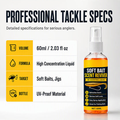 🎣50% OFF NOW! Soft Bait Scent Booster Spray High‑Concentration Fishing Lure Scent Reviver, Portable Instant Attractant Spray for Fresh & Saltwater Soft Baits