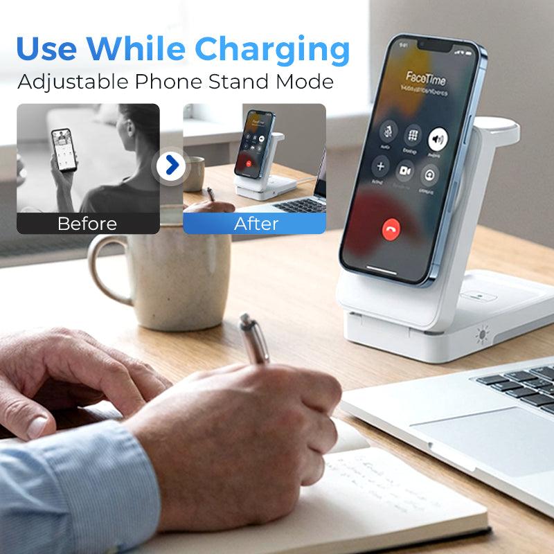 🔋 3-in-1 Foldable Magnetic Charging Stand for Everyday Devices