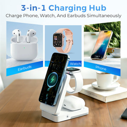 🔋 3-in-1 Foldable Magnetic Charging Stand for Everyday Devices