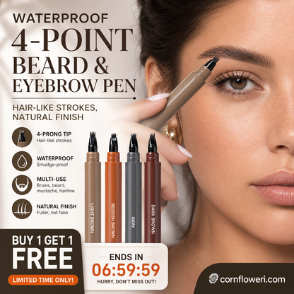 🔥Last Day-Buy 1 Get 1 Free!🎁50K+ SOLD! Almost Gone ✨✏️ Waterproof 4-Tip Beard & Eyebrow Pen – Smudge-Proof, Natural Look & Long-Lasting 🌟