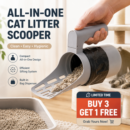📢📢50% OFF !! ⏰ Self-Cleaning Litter Scoop with Waste Bin – Easy One-Handed Use 🧹🗑️ 【Don‘t Miss Out】