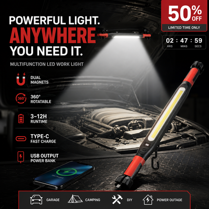 📢 Limited-time 49% off offer! 💡 4-in-1 Rechargeable Work Light – Hands-Free, Anywhere