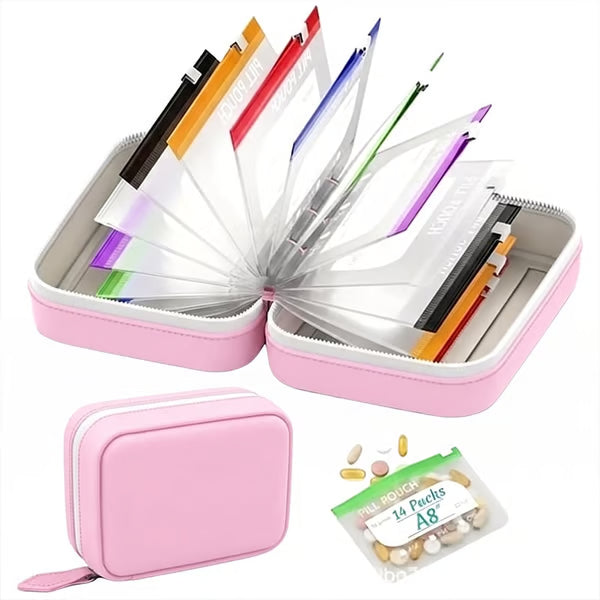 🥳 2026 HOT SALE 50% OFF! 💊 A8 Waterproof Pill Pouch Set – 65K+ SOLD! 14 Color-Coded Pouches, Waterproof & Crush-Proof Shell – Holds 7-14 Days of Meds 🗓️✨
